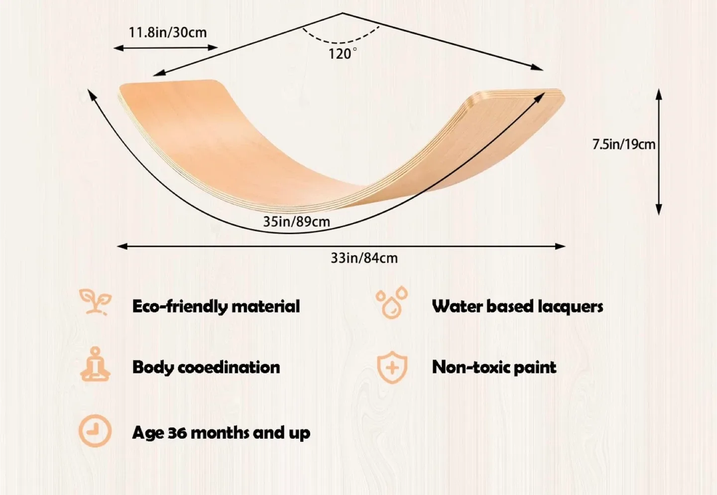 Wooden Balance Board Kids - 35” - Natural Wood image indicator(4)