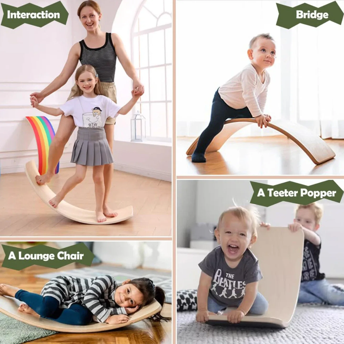 Wooden Balance Board Kids - 35” - Natural Wood image indicator(2)