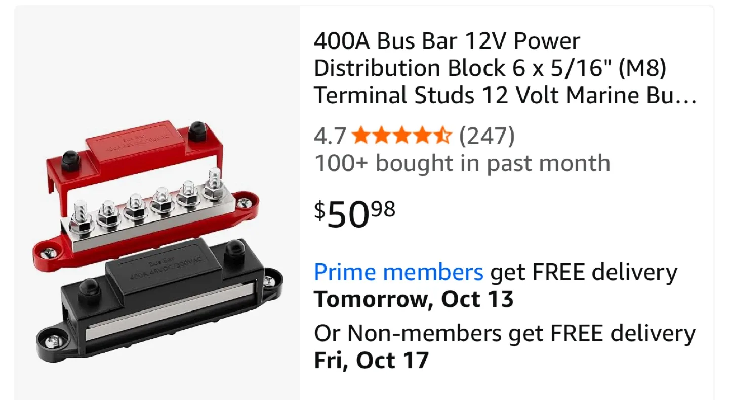 400A Bus Bar 12V Power Distribution Block thumbnail