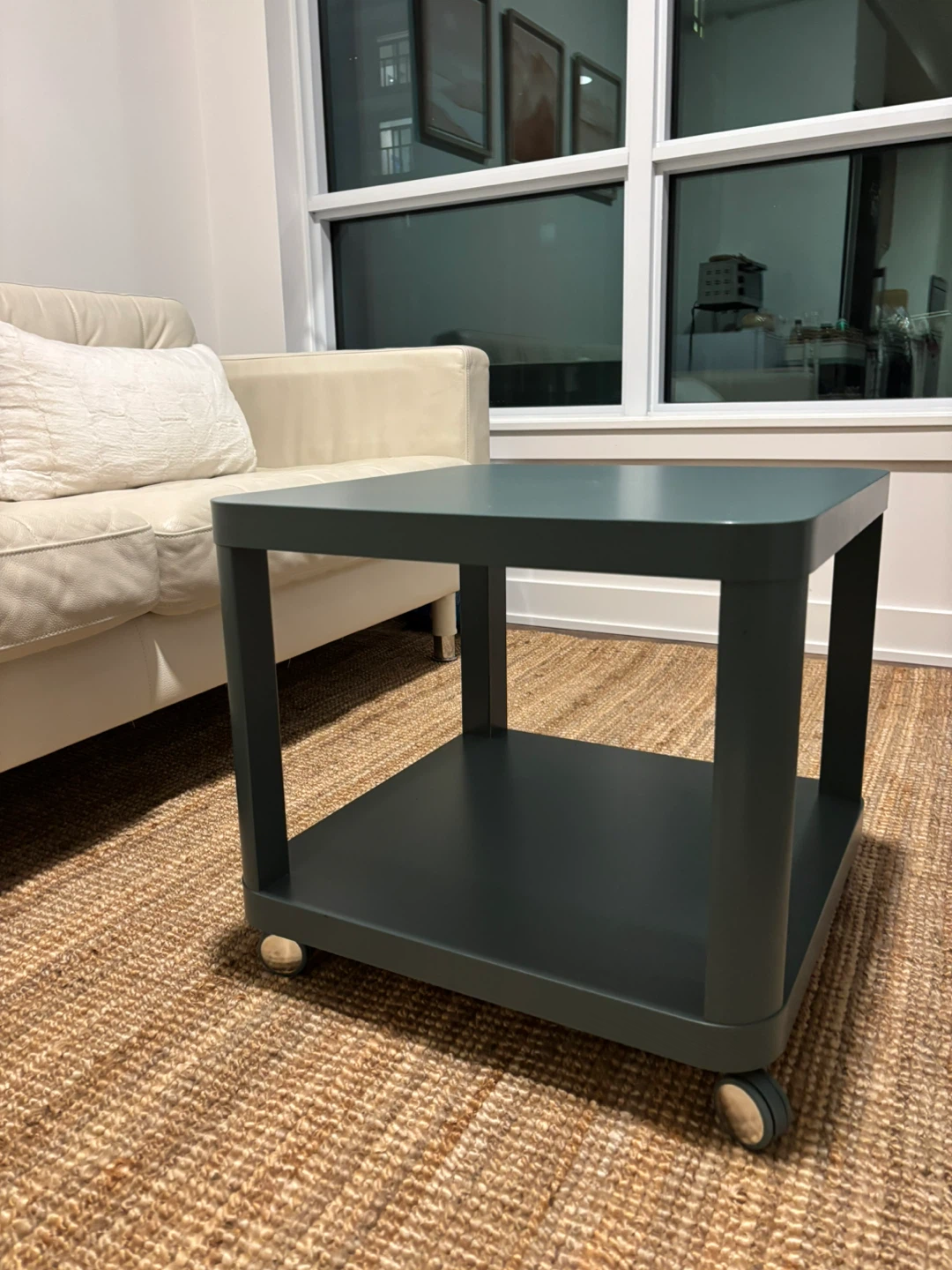 Side table on casters, shale blue, 50x50 cm (19 5/8x19 5/8 ")