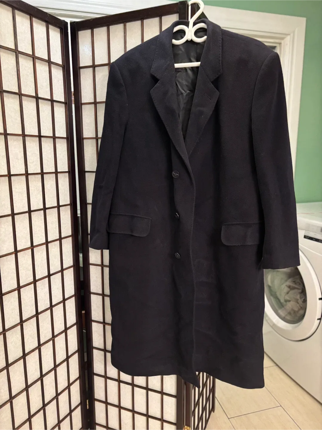 Hyatt Pierre Black Cashmere Coat (Size 50) thumbnail