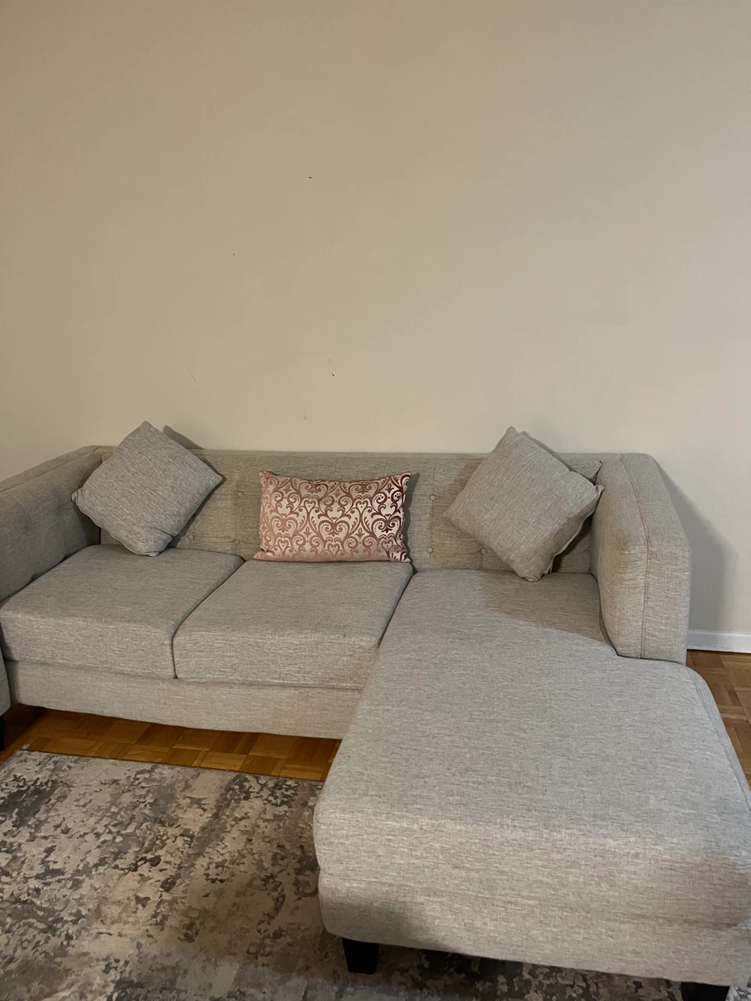 Grey Sectional Sofa with Pillows - photo 3