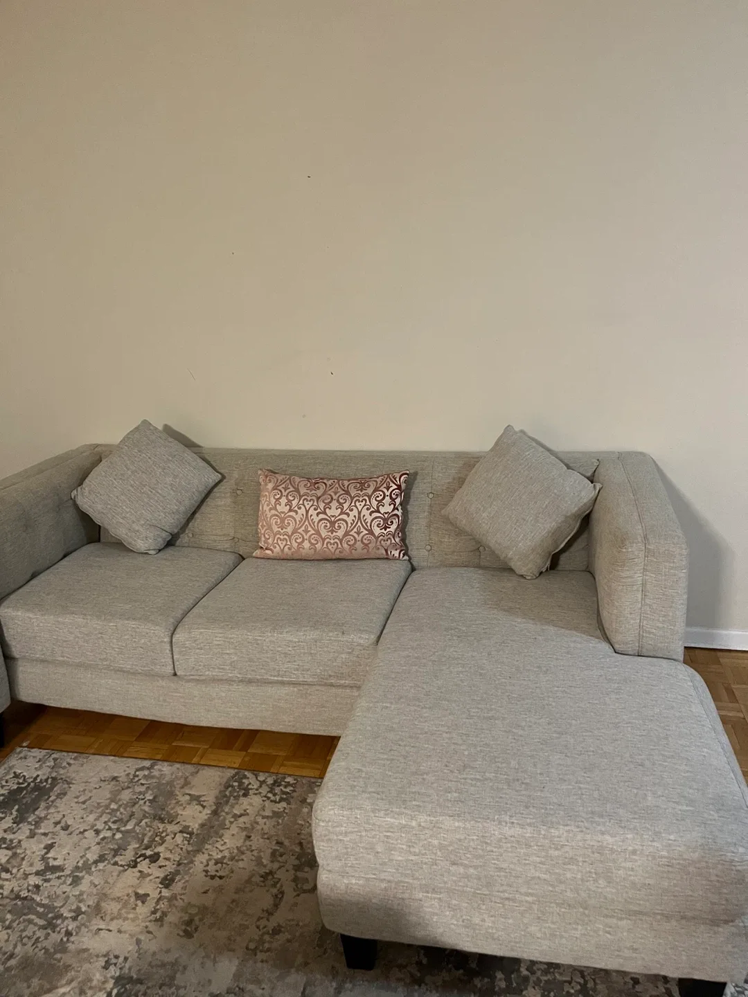 Grey Sectional Sofa with Pillows image indicator(3)
