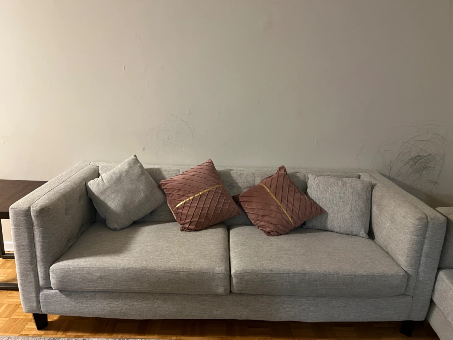 Grey Sectional Sofa with Pillows - photo 2