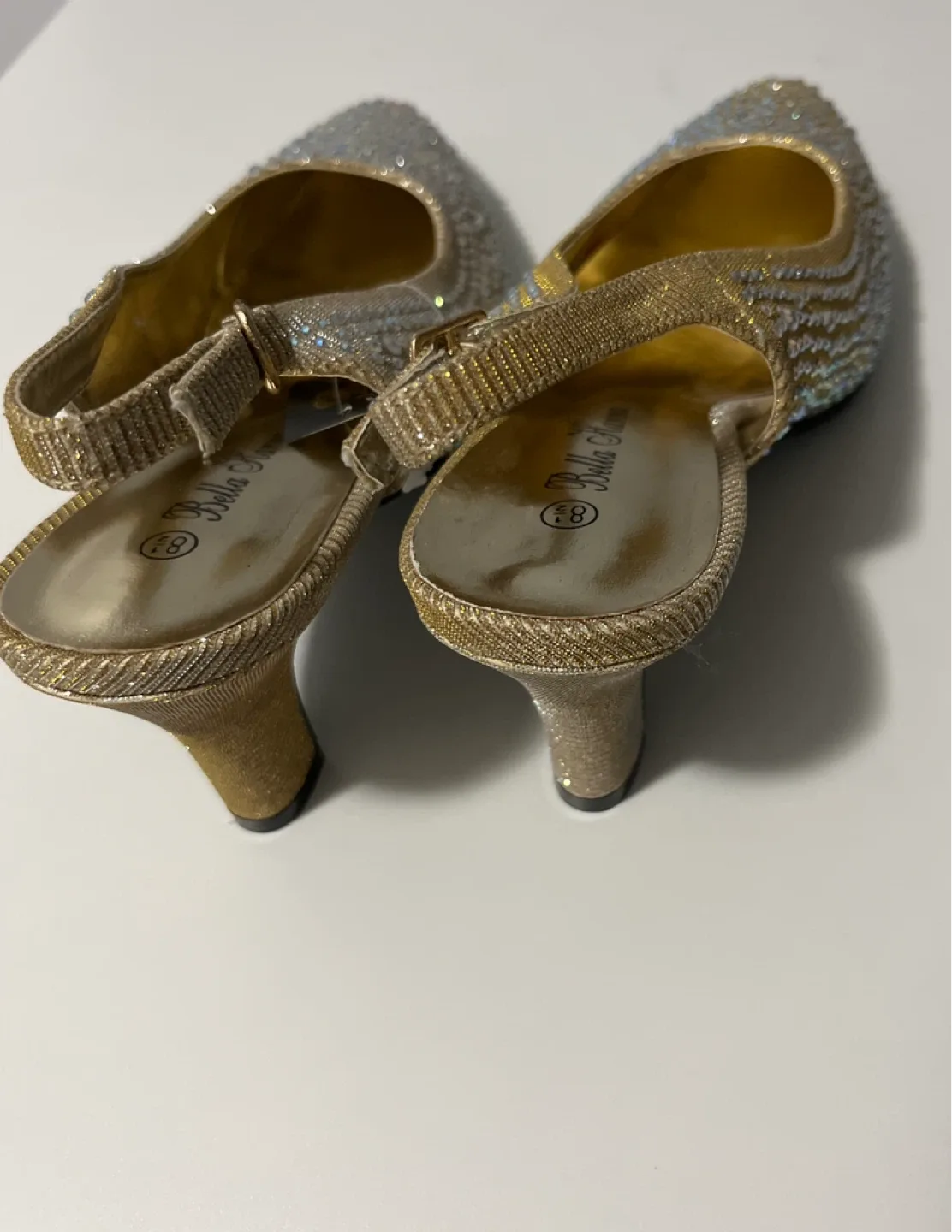 Bella Hanna Gold Heels - Size 8 Wide Width image indicator(2)