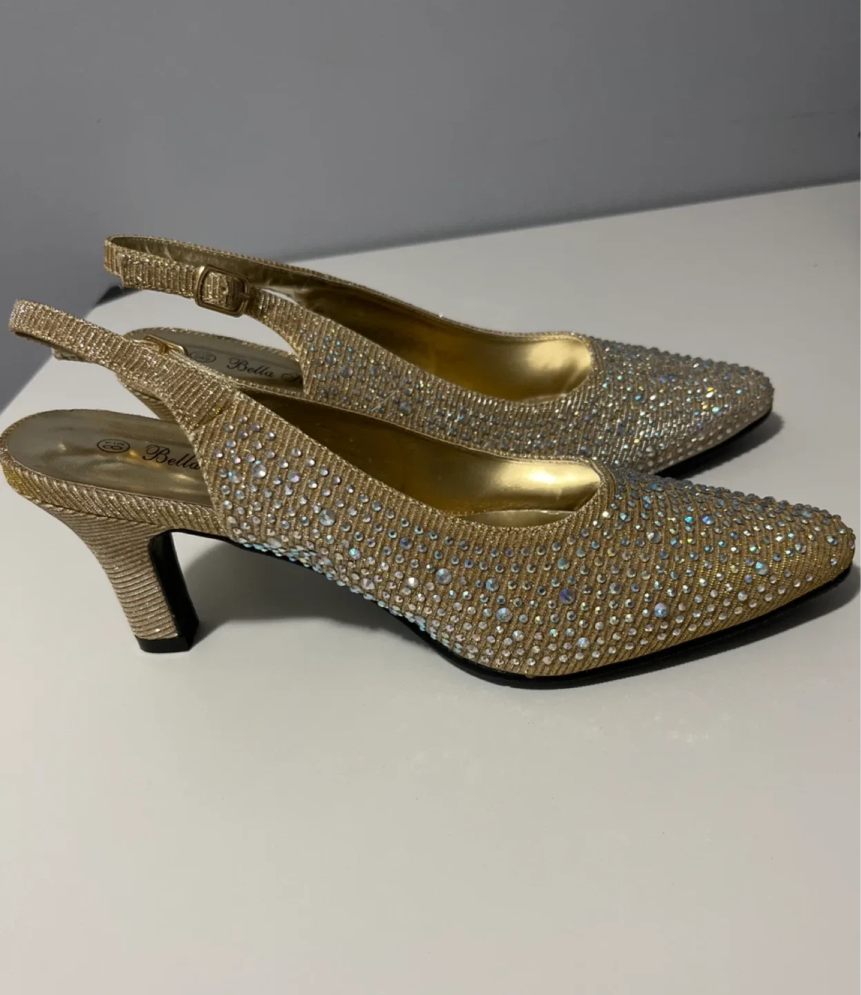 Bella Hanna Gold Heels - Size 8 Wide Width image indicator(3)