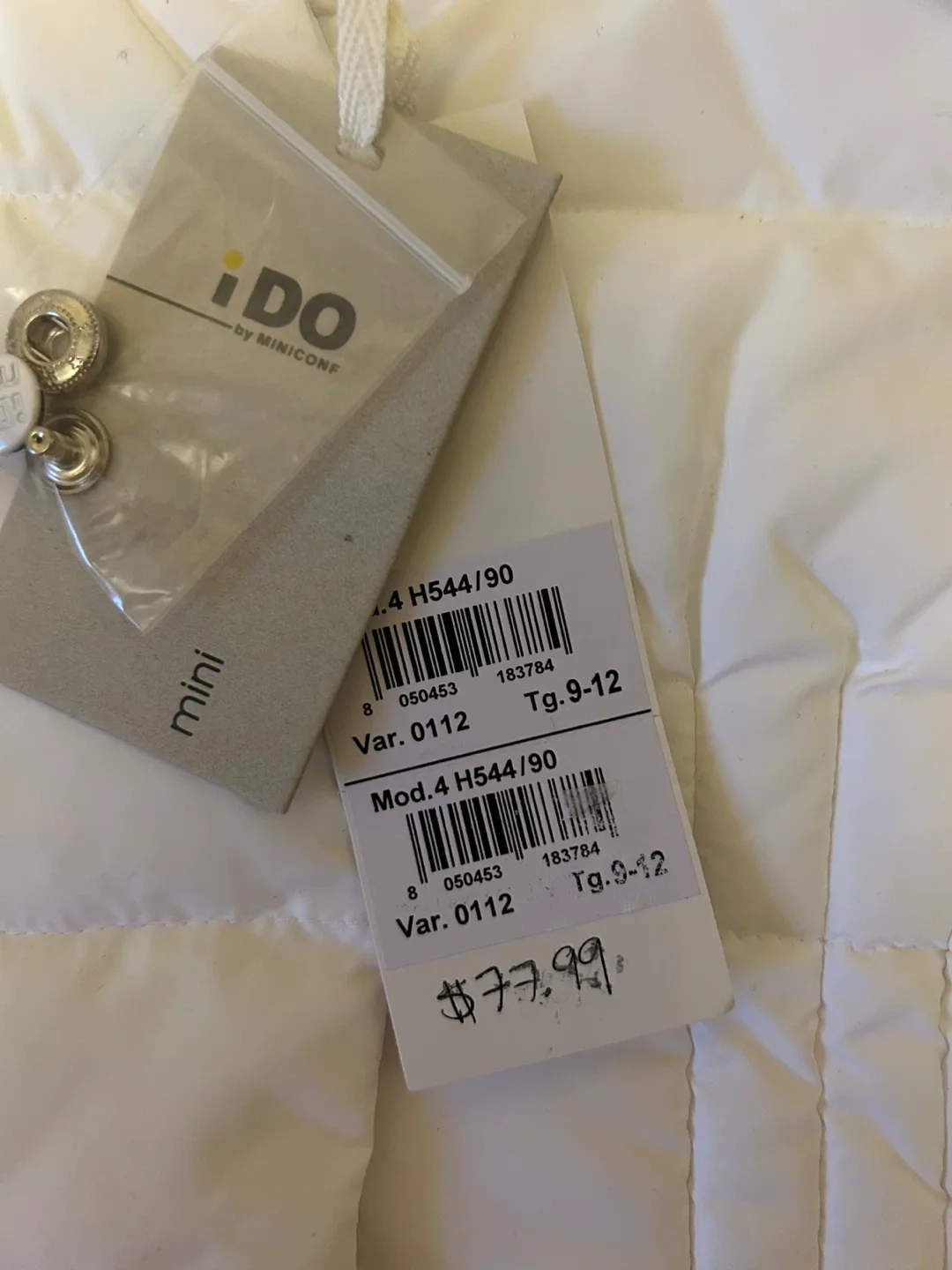 iDO White Puffer Jacket Size 9-12 Months - New with Tags! image indicator(3)
