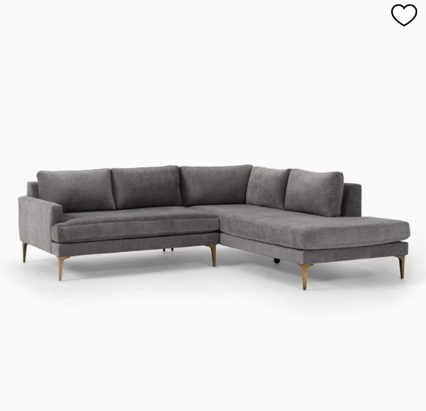 West Elm Chaise Sectional  90” - Andes collection - photo 3