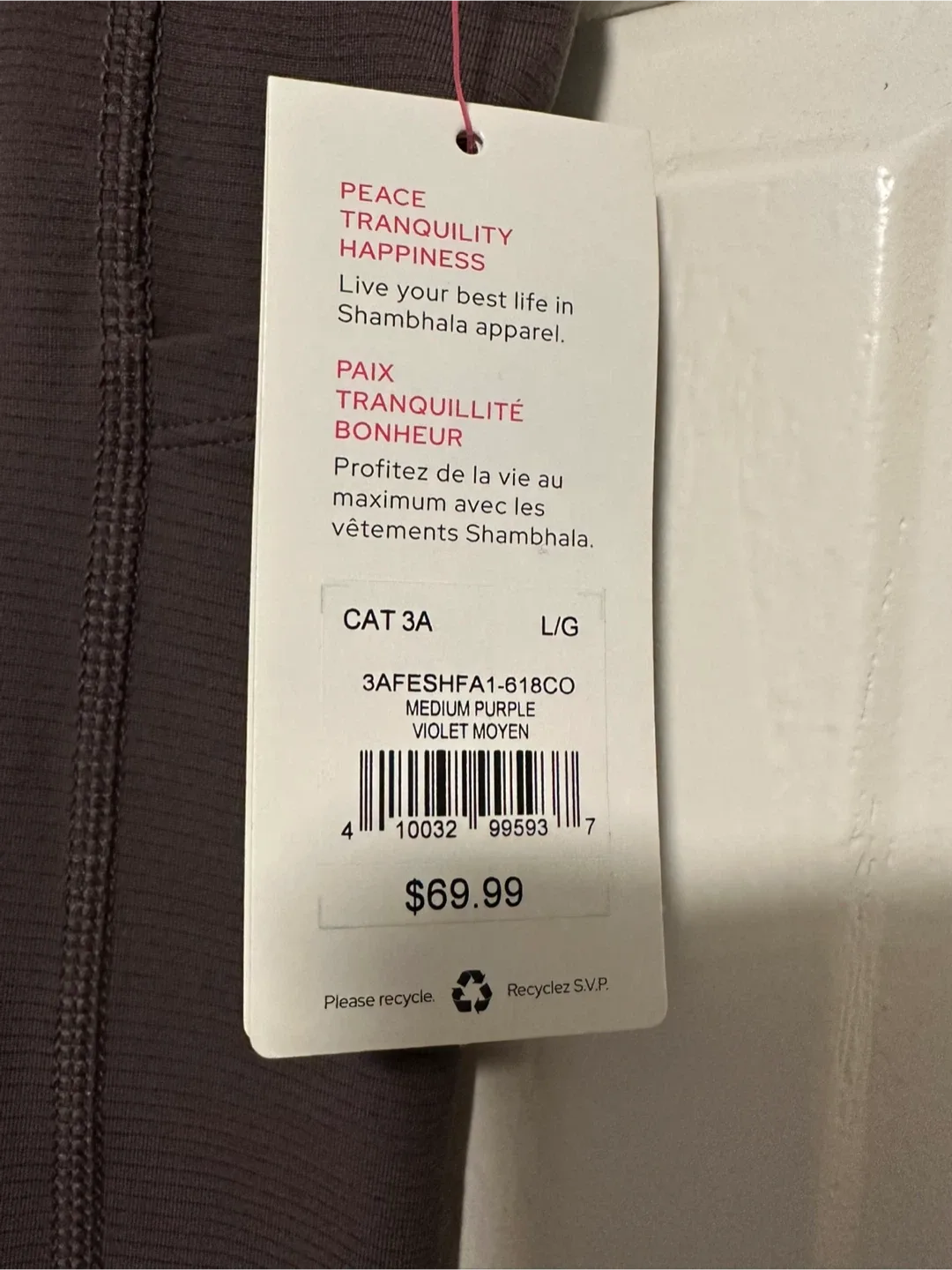 Shambhala High Rise 7/8 Leggings - L/G - Medium Purple image indicator(3)