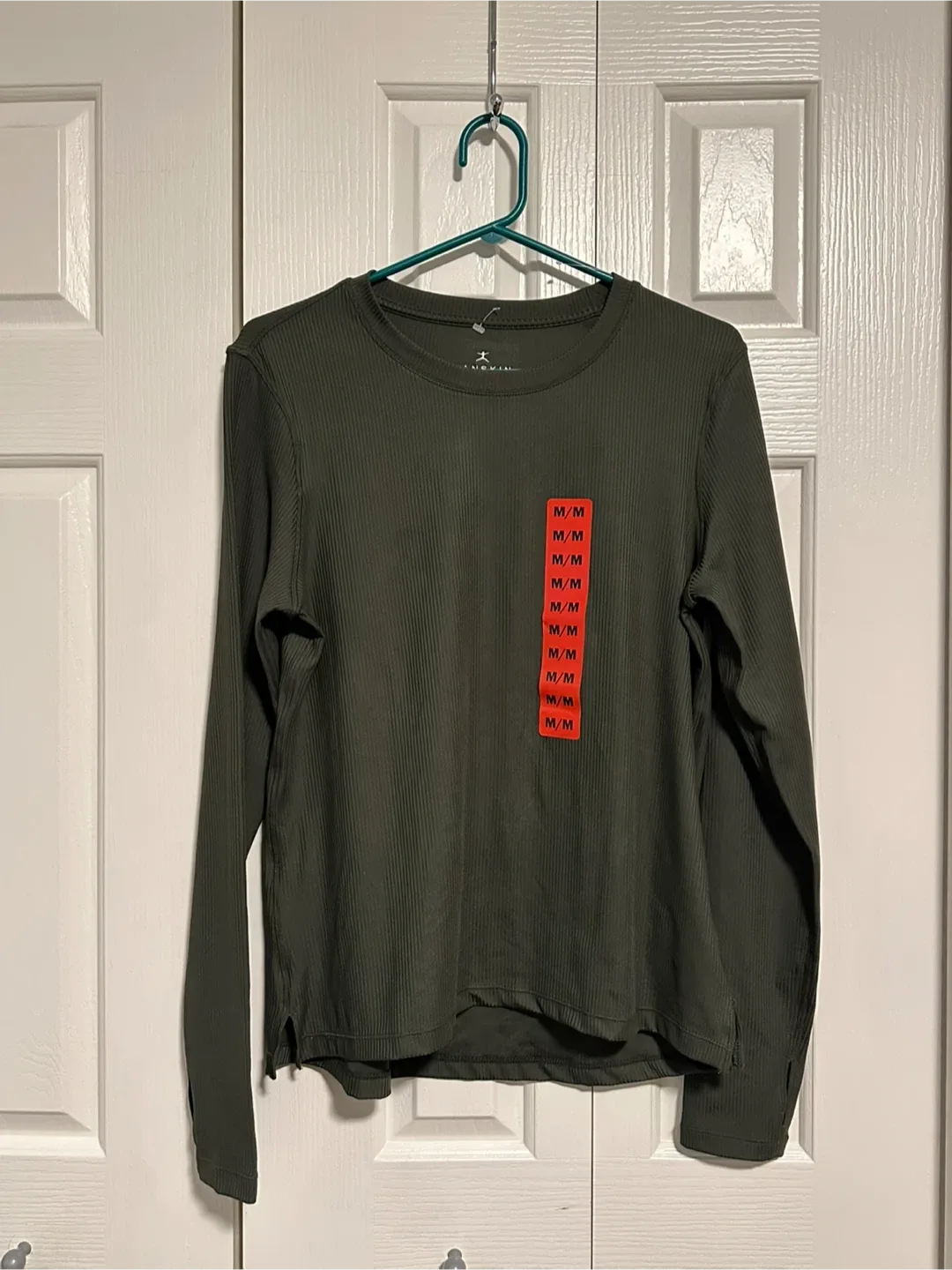 Danskin Olive Green Ribbed Long Sleeve - Size M thumbnail