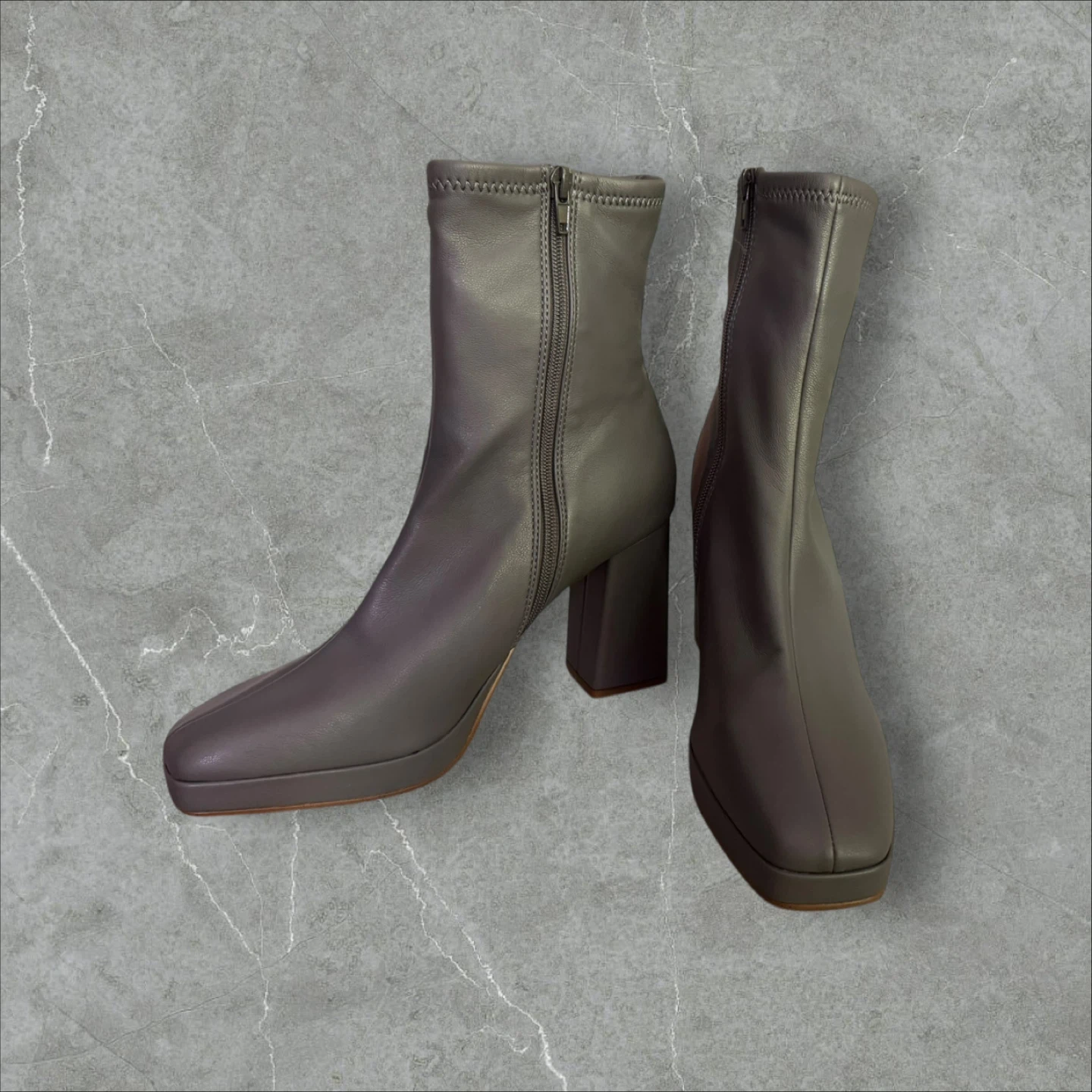 Steve Madden Gray (vegan) Leather Ankle Boots, Size 9 - photo 2