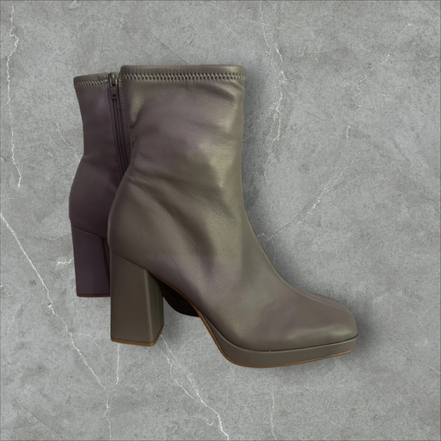 Steve Madden Gray (vegan) Leather Ankle Boots, Size 9