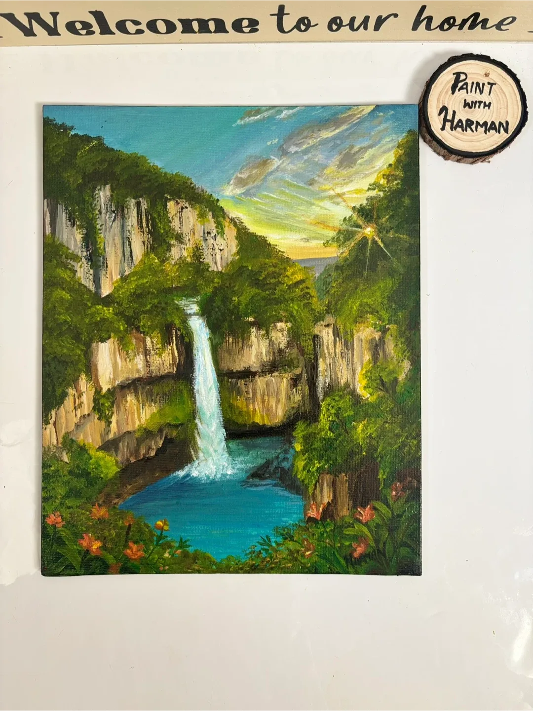 Original handmade waterfall painting image indicator(2)