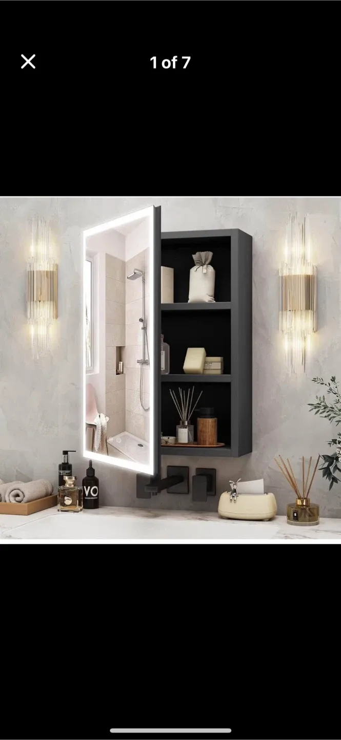 Black Medicine Mirror Cabinet 56x41cm thumbnail