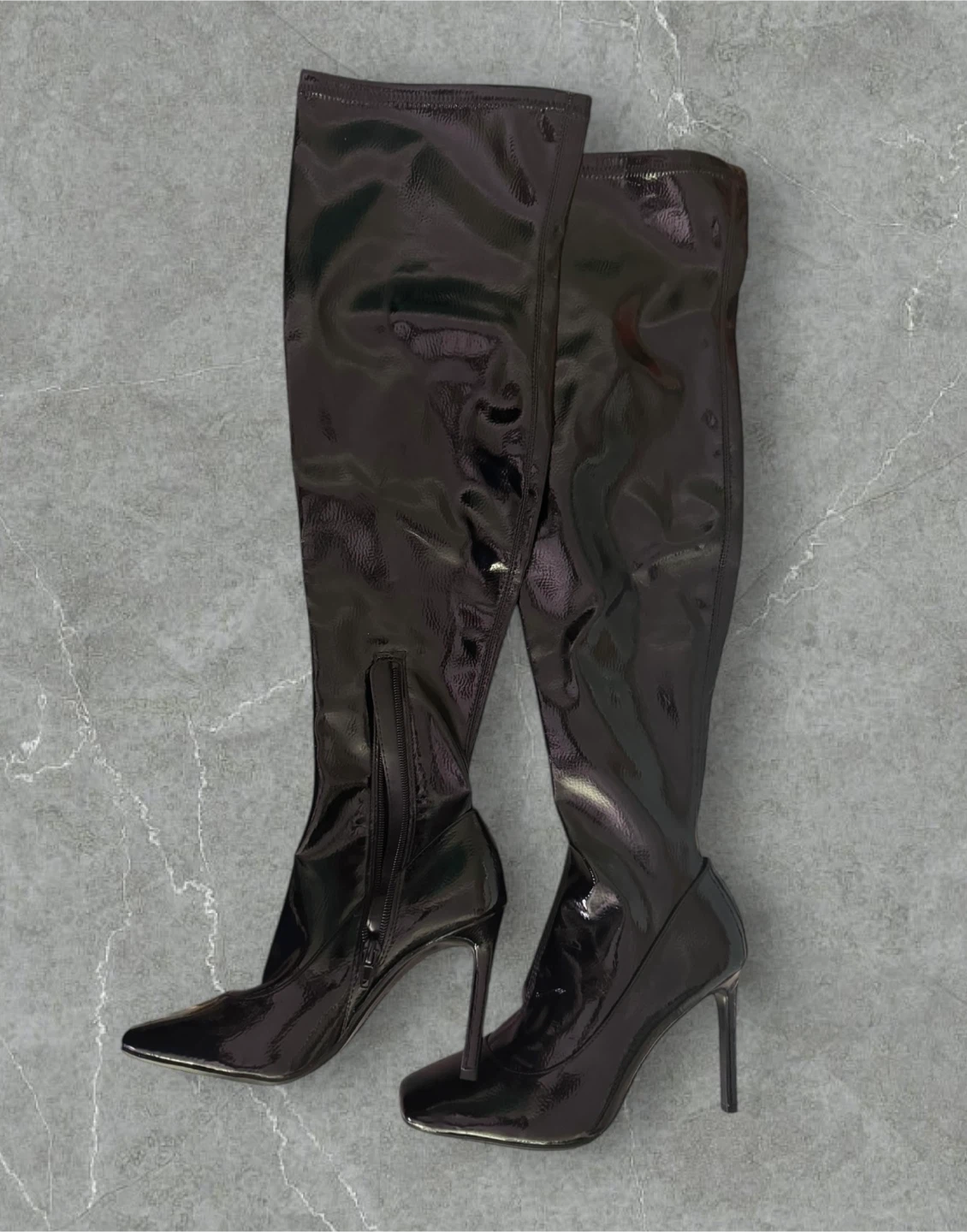 INC - Black Patent Leather over knee Heel Boots size 5.5