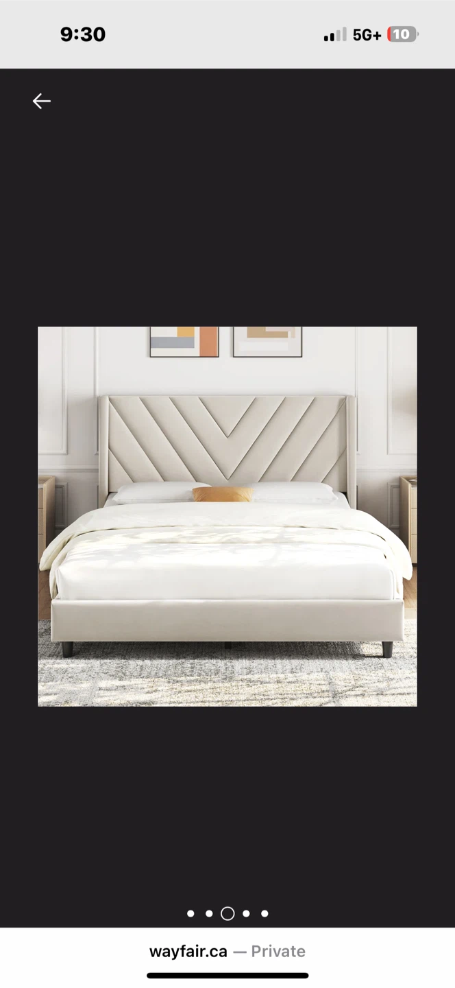 Upholstered Platform double size Bed with Headboard