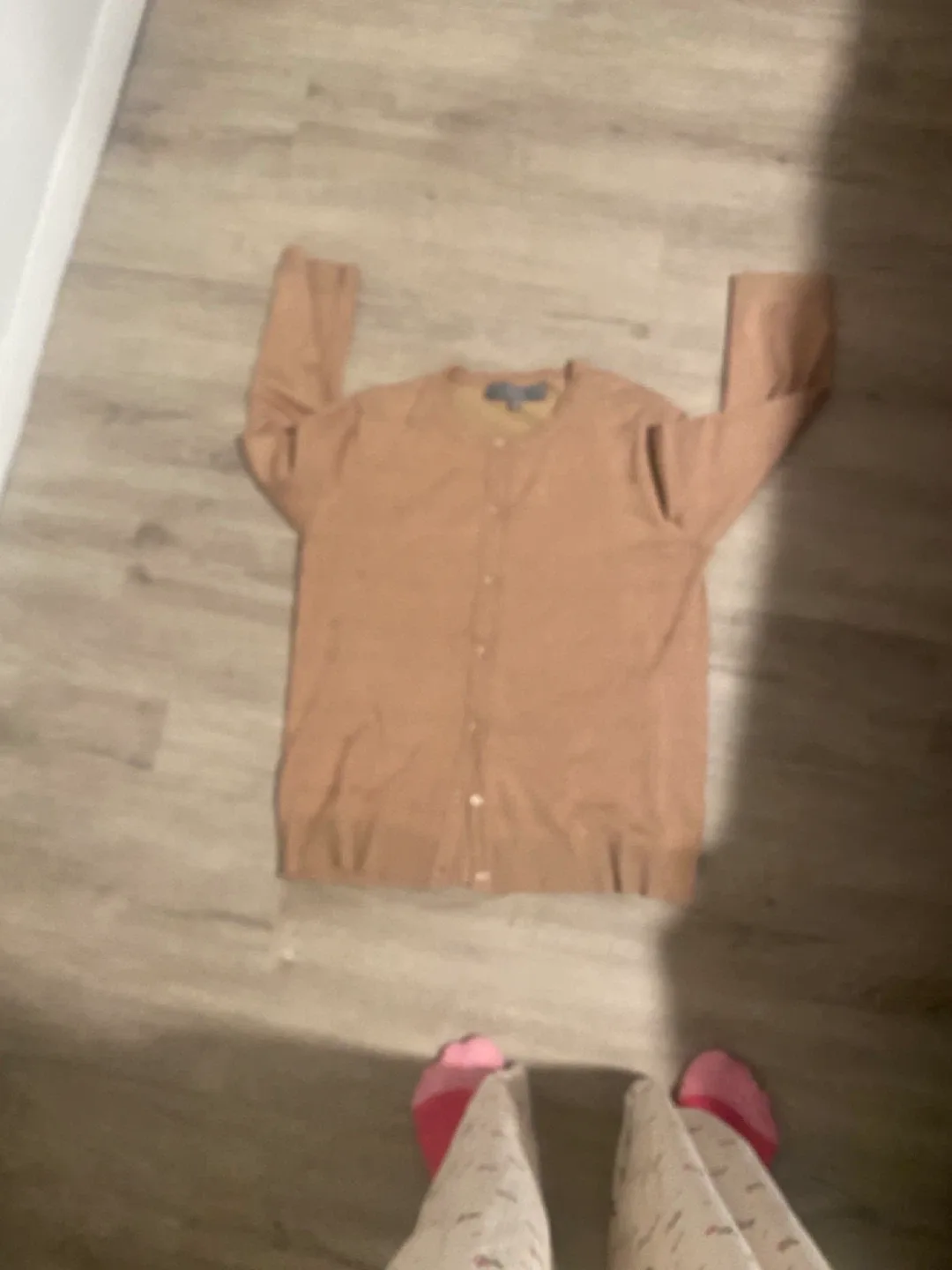 Textured ladies beige cardigan large thumbnail