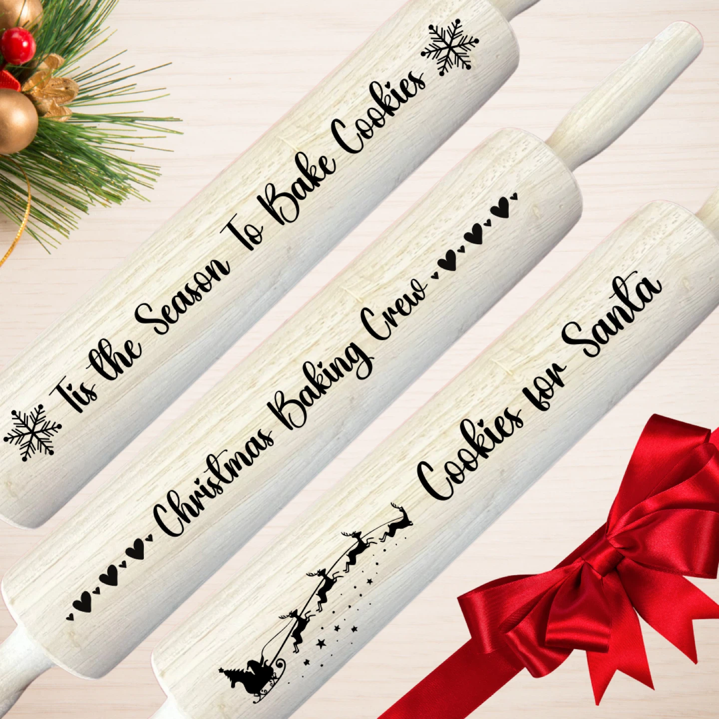Personalized Christmas gifts engraved rolling pins