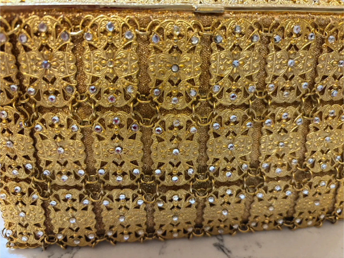 Vintage Gold Metal Mesh Evening Bag image indicator(4)