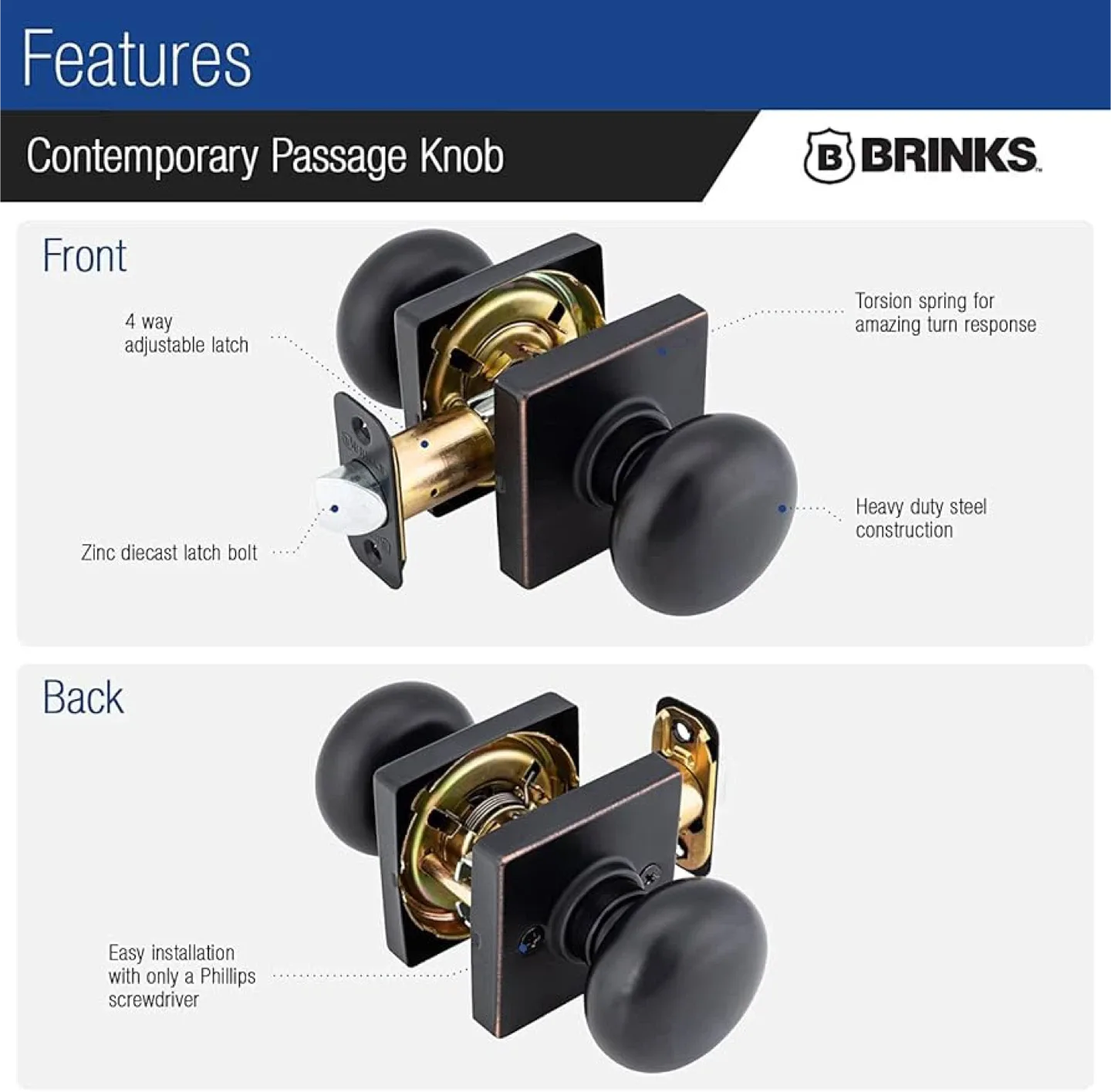 Brinks Contemporary Passage Knob - New image indicator(6)