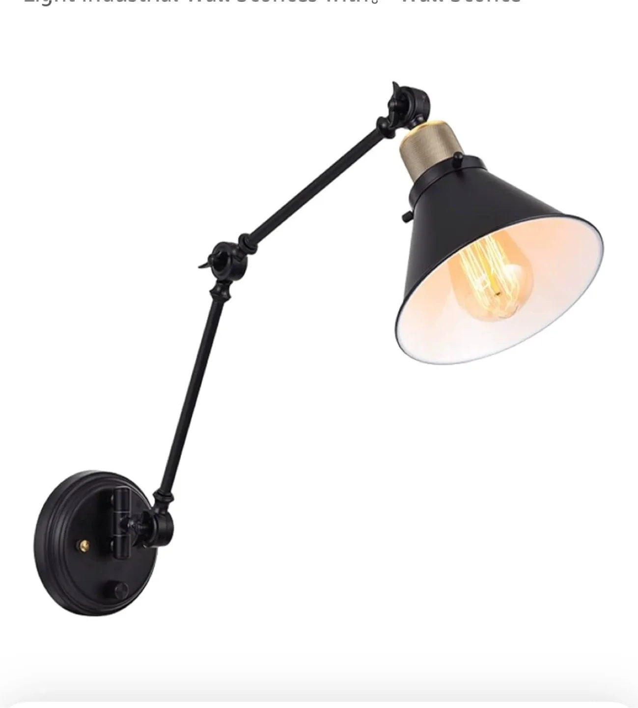 TRLIFE Swing Arm Wall Sconce - Black image indicator(2)