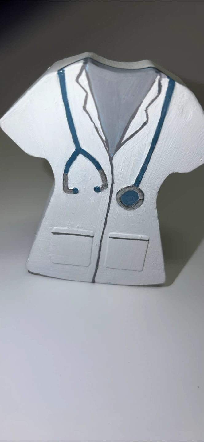 Handmade Jesmonite Doctor coat Decor. Desk Organizer