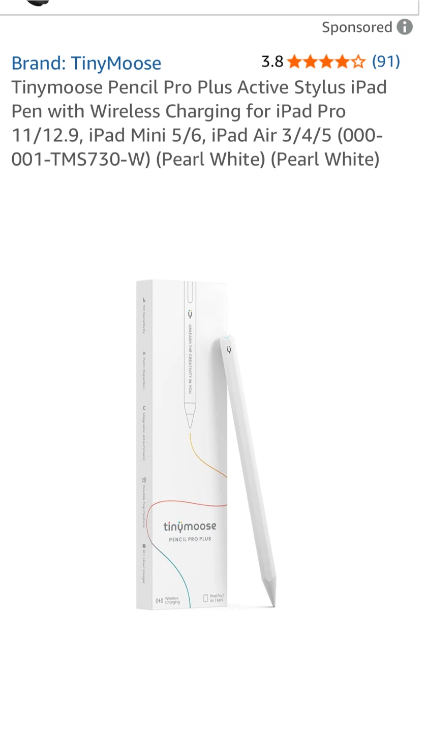 TinyMoose Pencil Pro Plus Active Stylus - Pearl White
