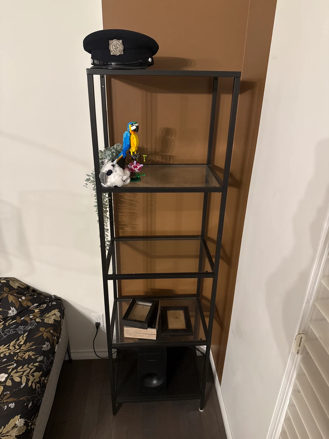 Black Metal & Glass Shelf Unit - photo 2