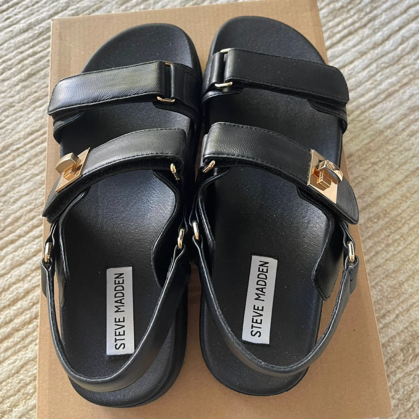 Steve Madden Mona Black Leather Sandals - Size 8.5 - photo 2