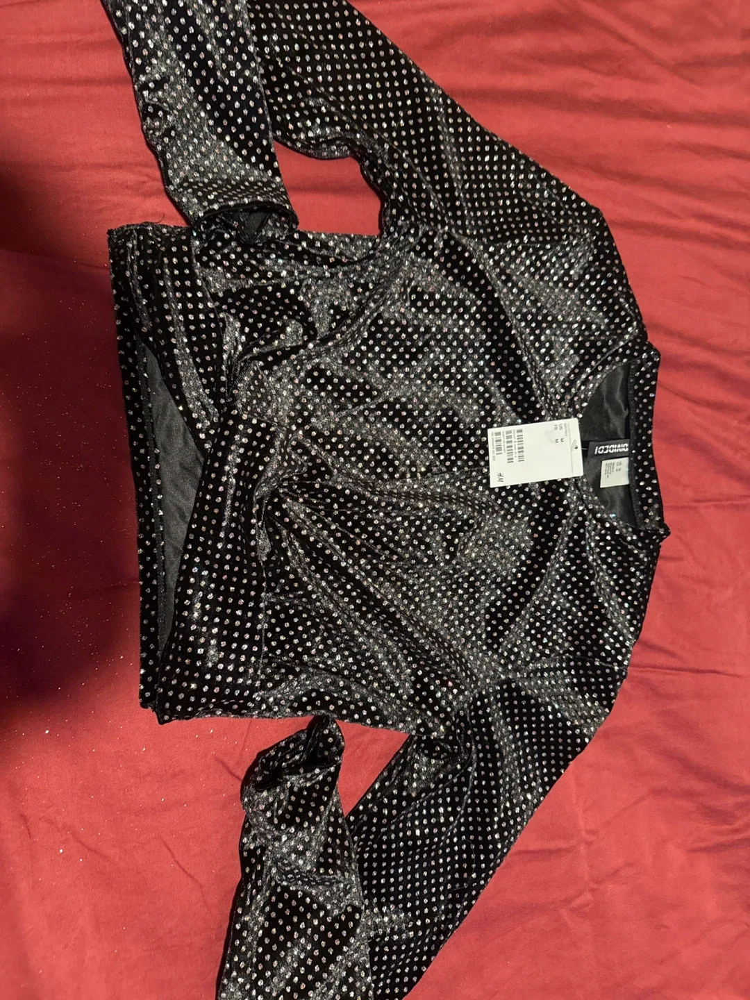 H&M Divided Black Sequin Long Sleeve Top - Size M image indicator(3)