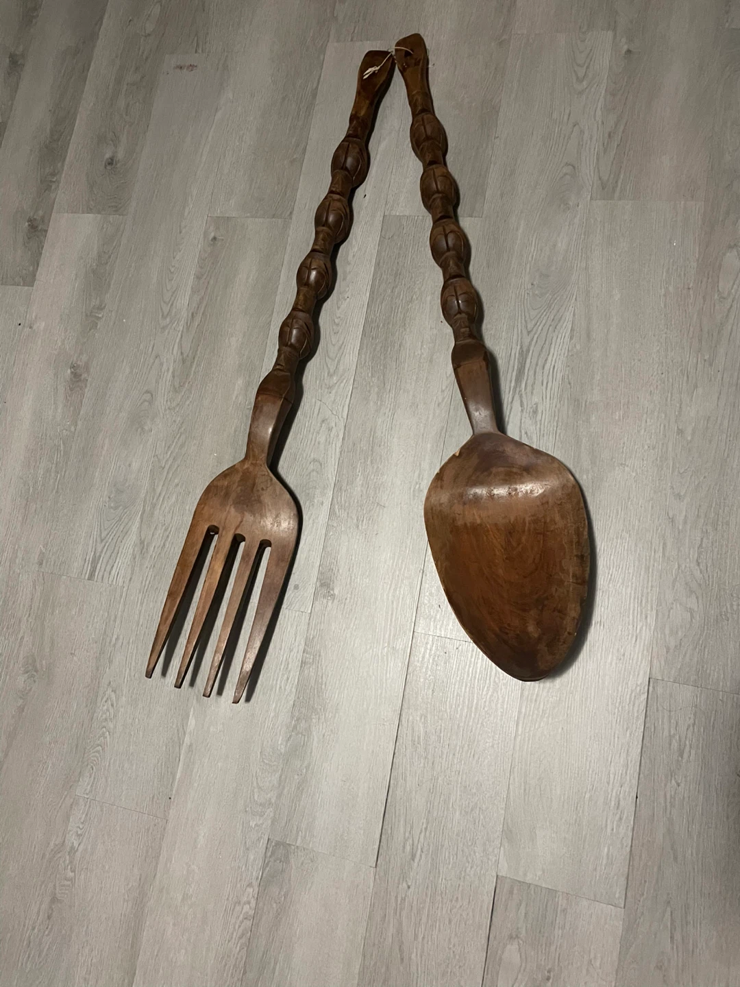 Vintage Wooden Fork and Spoon Wall Decor
