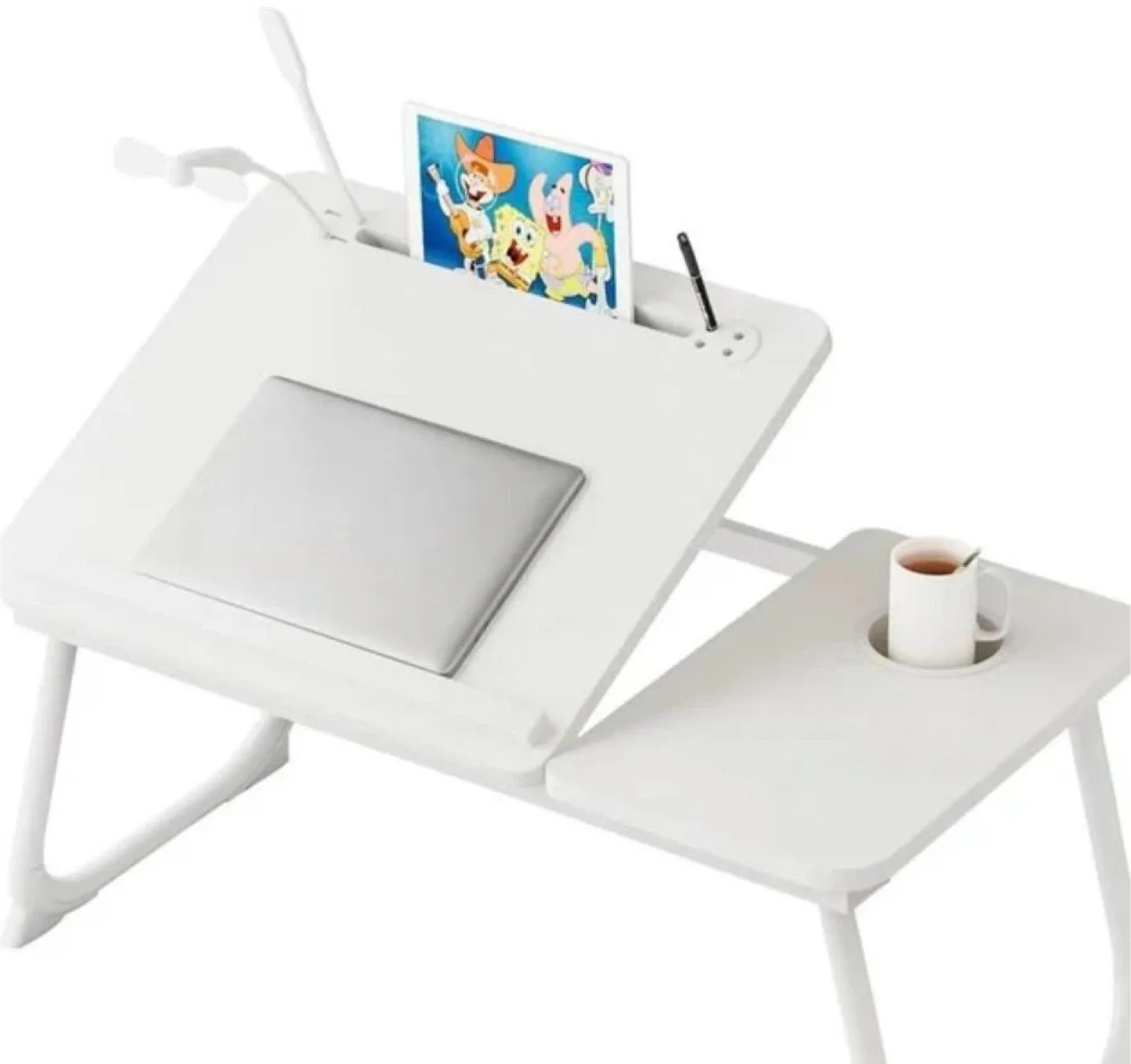 Adjustable Laptop Bed Desk Table - White thumbnail