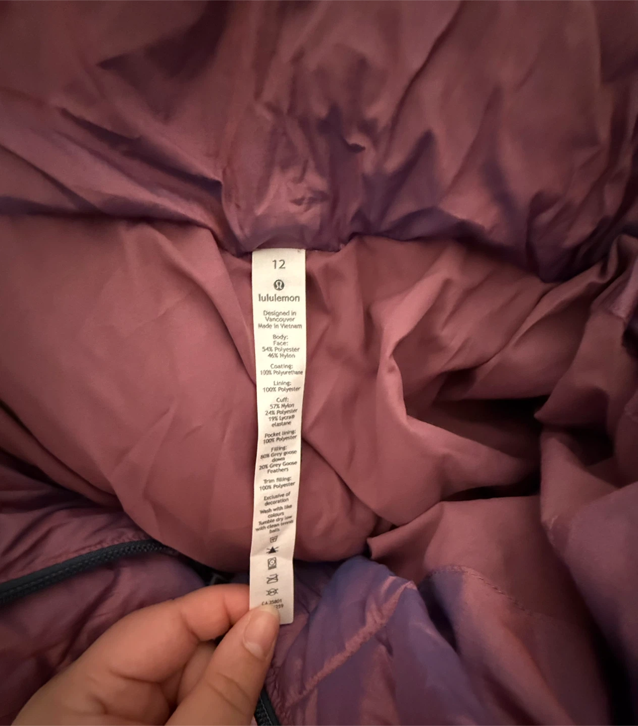Lululemon Wunder Puff Jacket Size 12  Heathered Plumful - photo 4