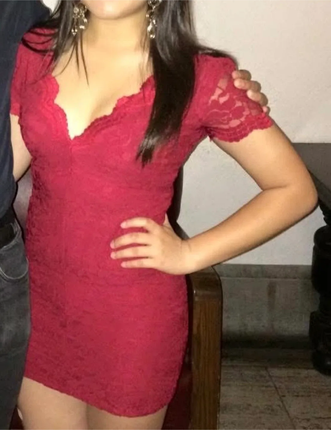 Urban Outfitters Red Lace Dress - S thumbnail