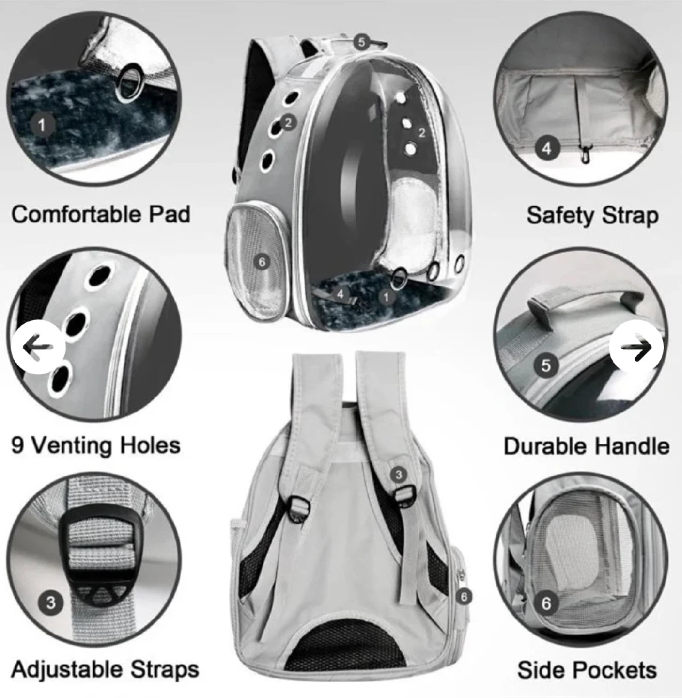 Bubble Pet Carrier Backpack - Grey - photo 3