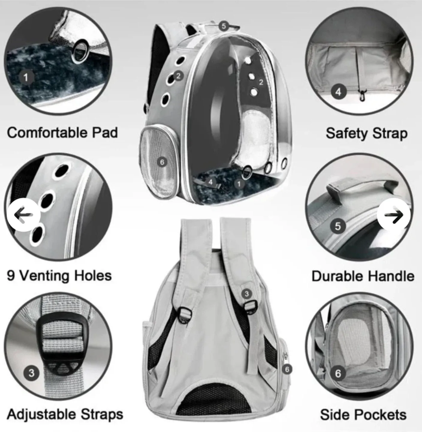 Bubble Pet Carrier Backpack - Grey image indicator(3)