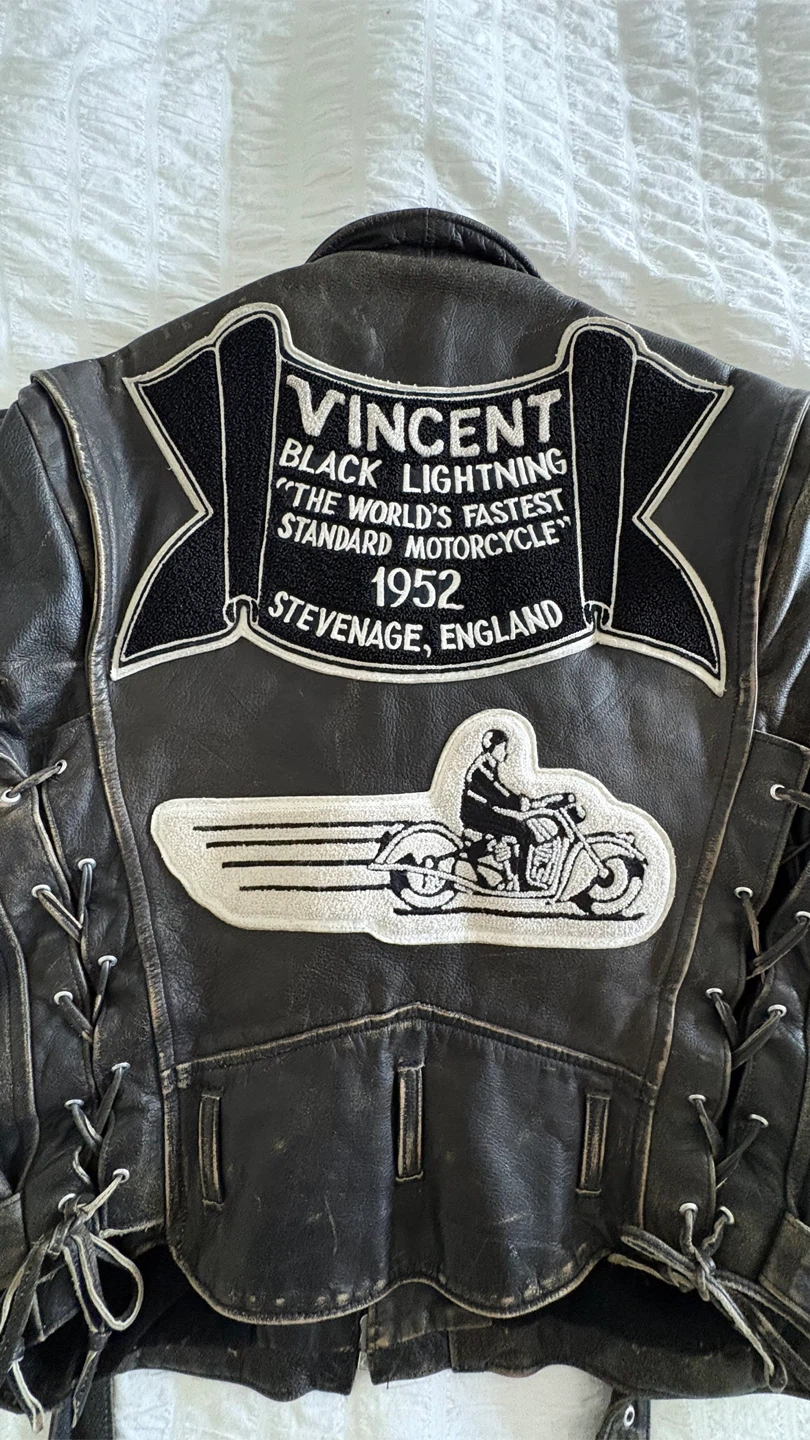 Vincent Black Lightning Vintage Leather Motorcycle Jacket - photo 4