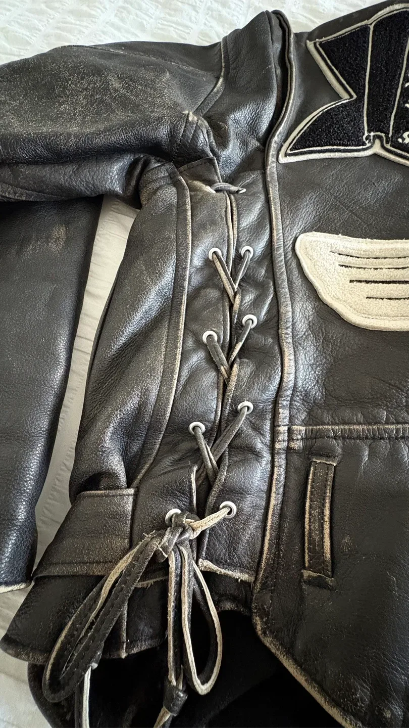 Vincent Black Lightning Vintage Leather Motorcycle Jacket image indicator(6)