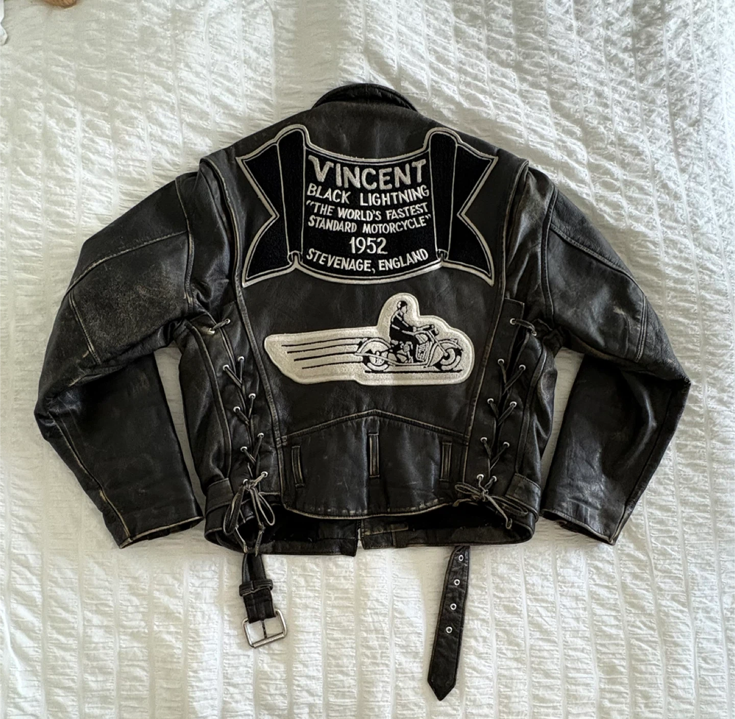 Vincent Black Lightning Vintage Leather Motorcycle Jacket - photo 3