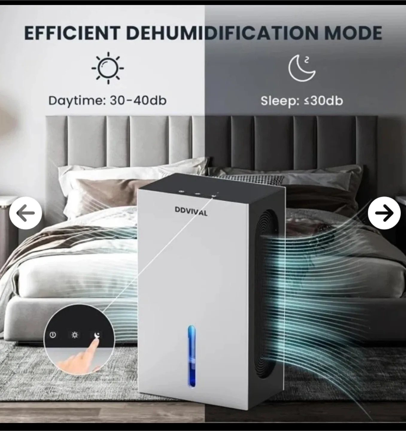 DDVIVAL Dehumidifier - 96oz Water Tank image indicator(5)