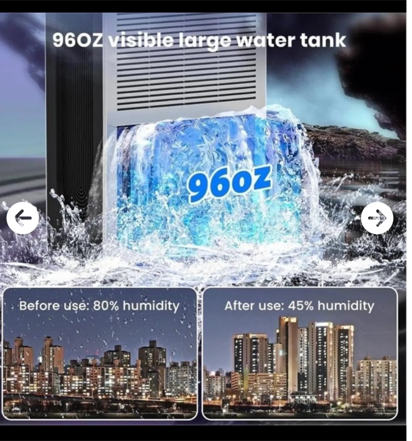 DDVIVAL Dehumidifier - 96oz Water Tank image indicator(4)