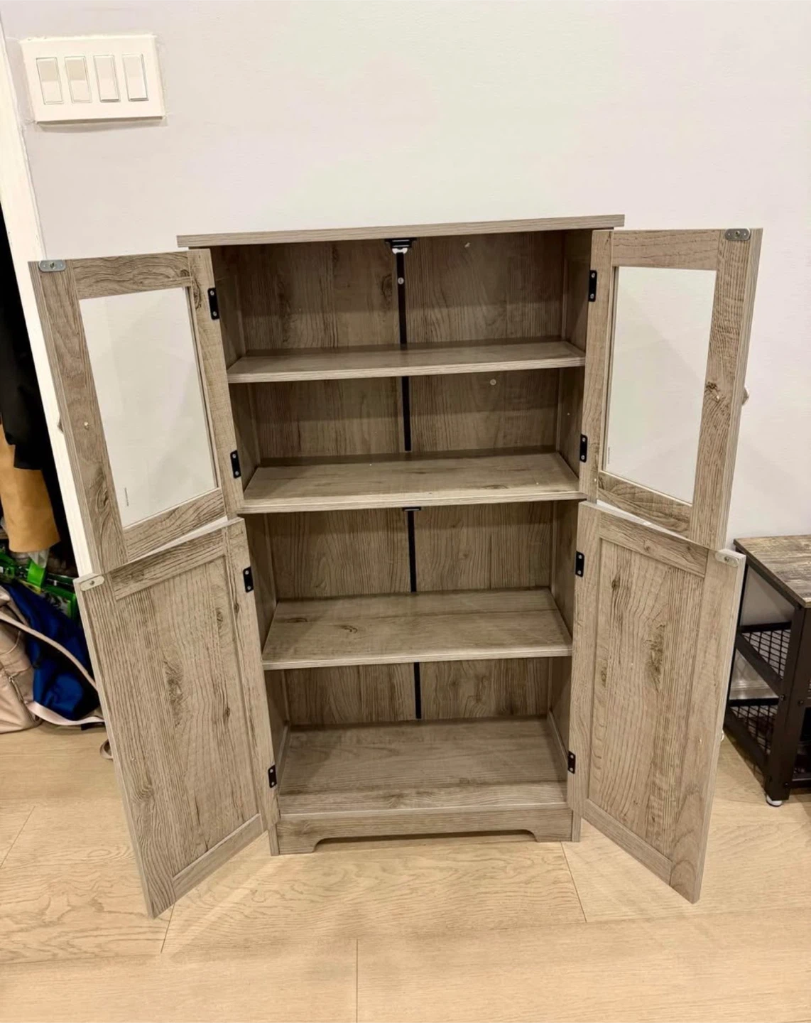 Grey Wood Grain Accent Cabinet with Glass Door - photo 2