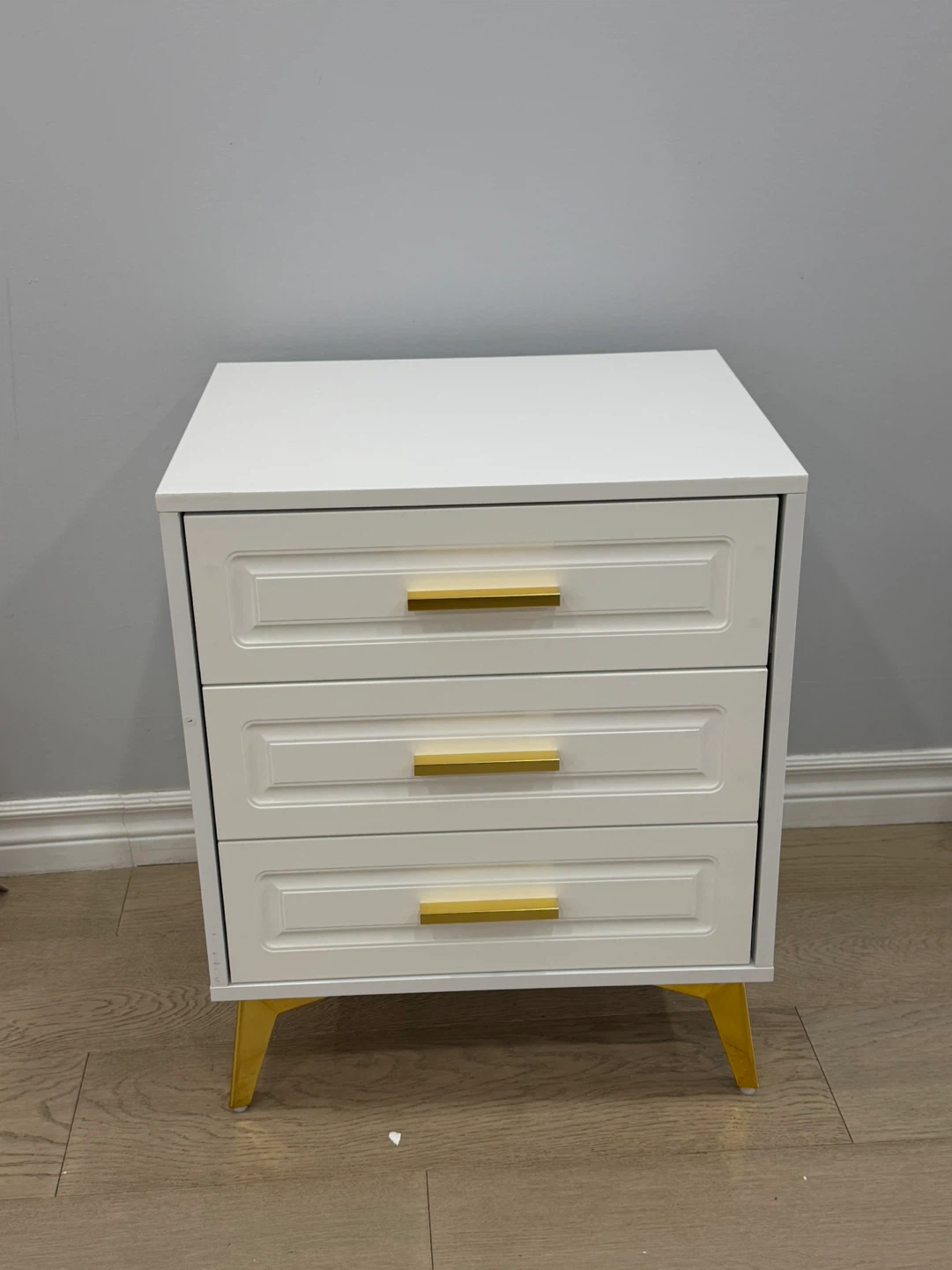 White Nightstand with 3 Drawers