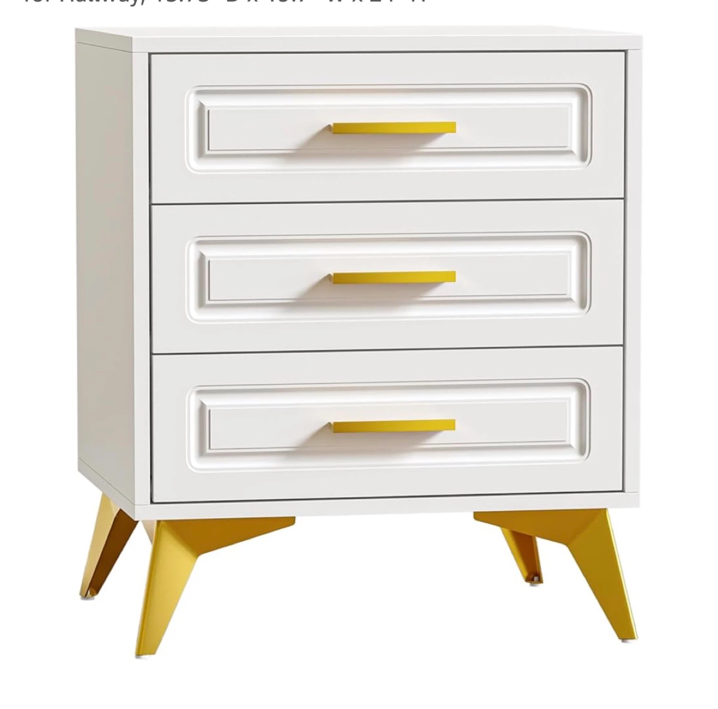 White Nightstand with 3 Drawers - photo 5
