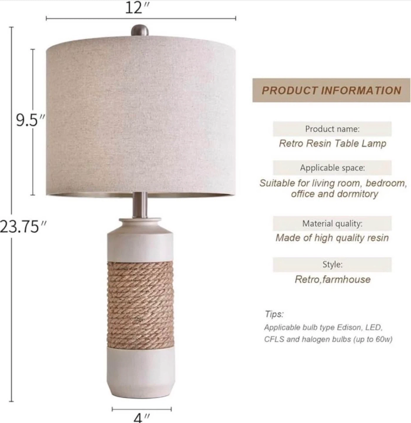 Retro Resin Table Lamps - Set of 2 (BULBS NOT INCLUDED) - photo 2