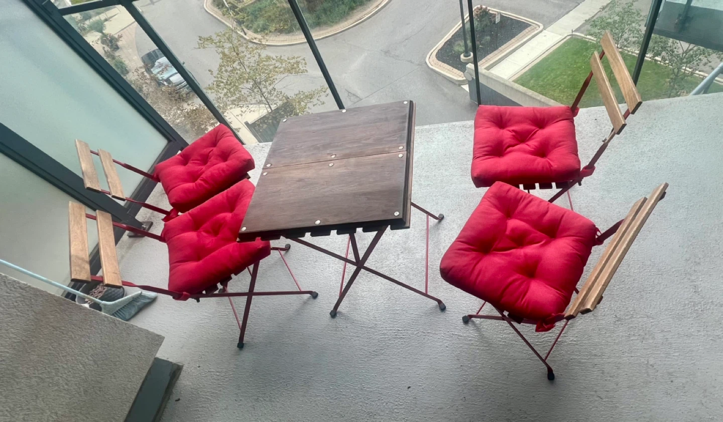 Patio Set - Table and Chairs with Red Cushions - photo 3