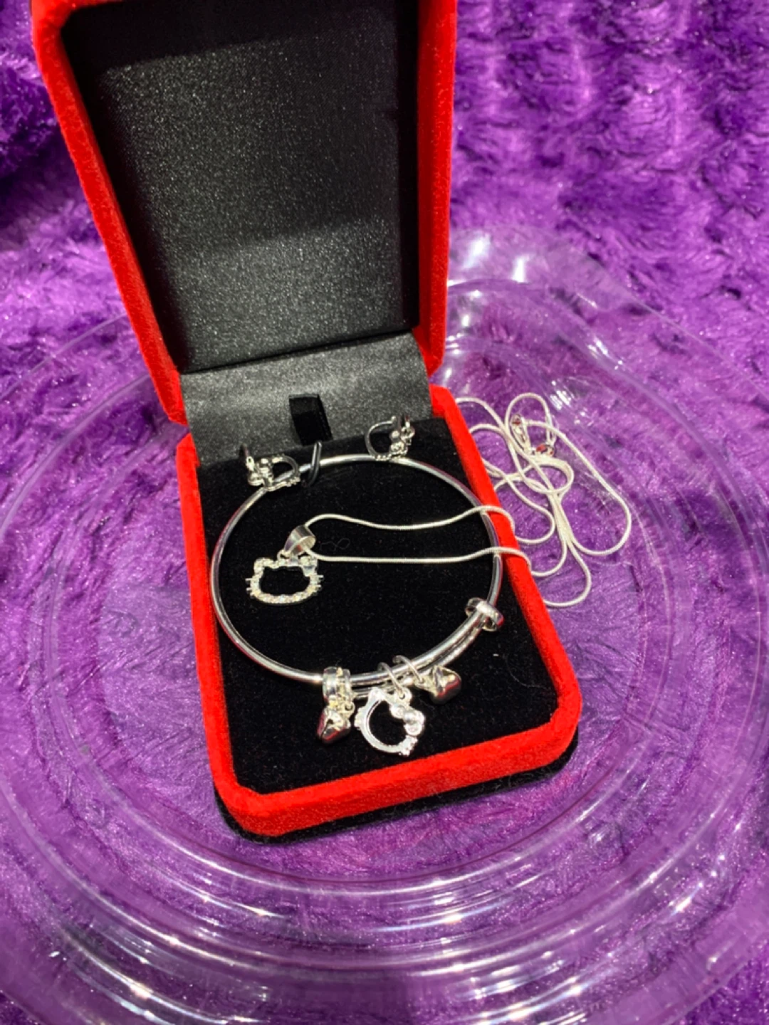 HelloKittySet 925Chain+pendant+bracelet+silverplated,earringsS/S