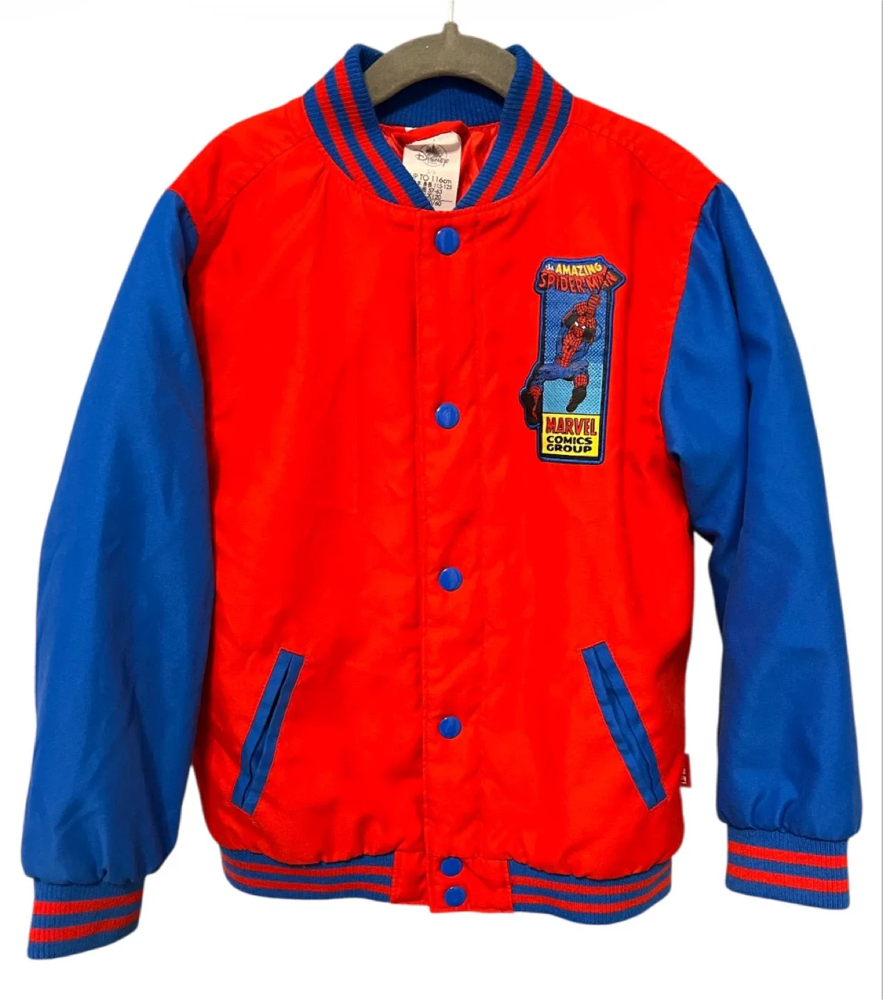 Vintage Disney Store Spider-Man Varsity Jacket – Size 5/6 (Kids)