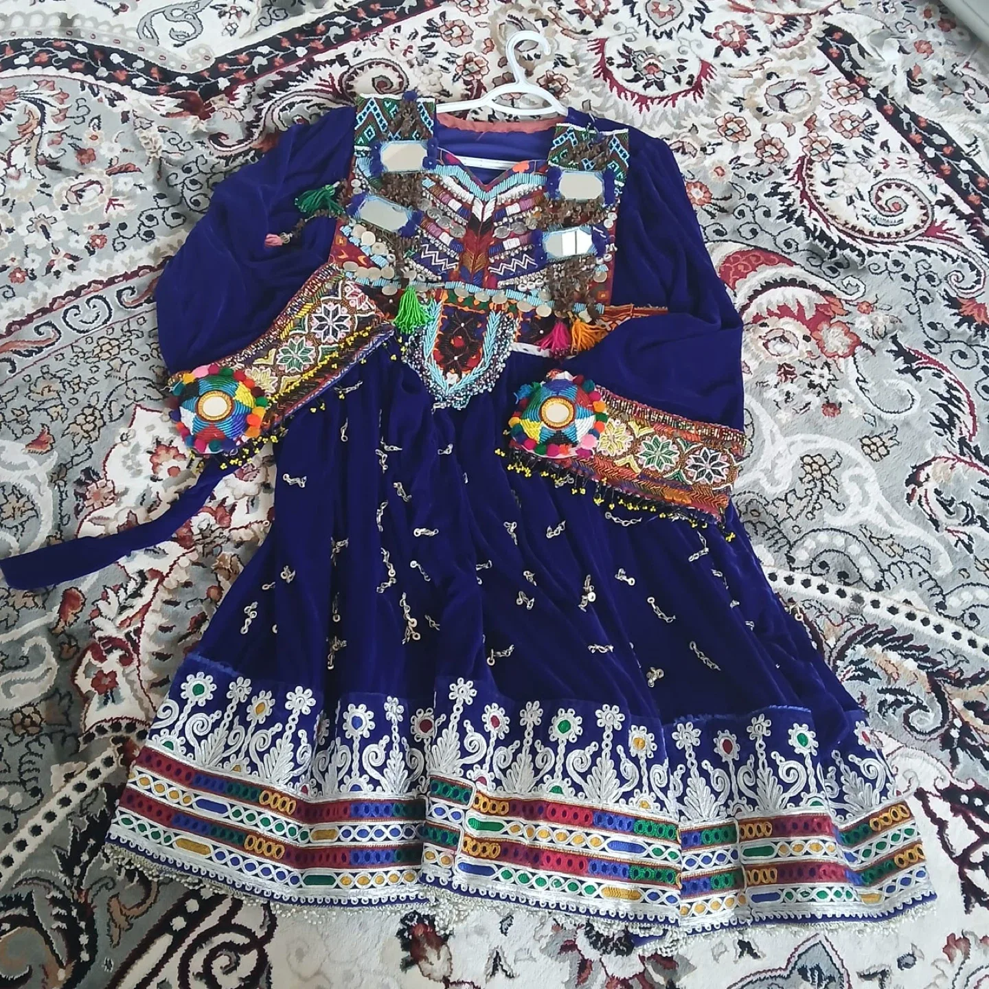 Blue Embroidered Afghan Dress