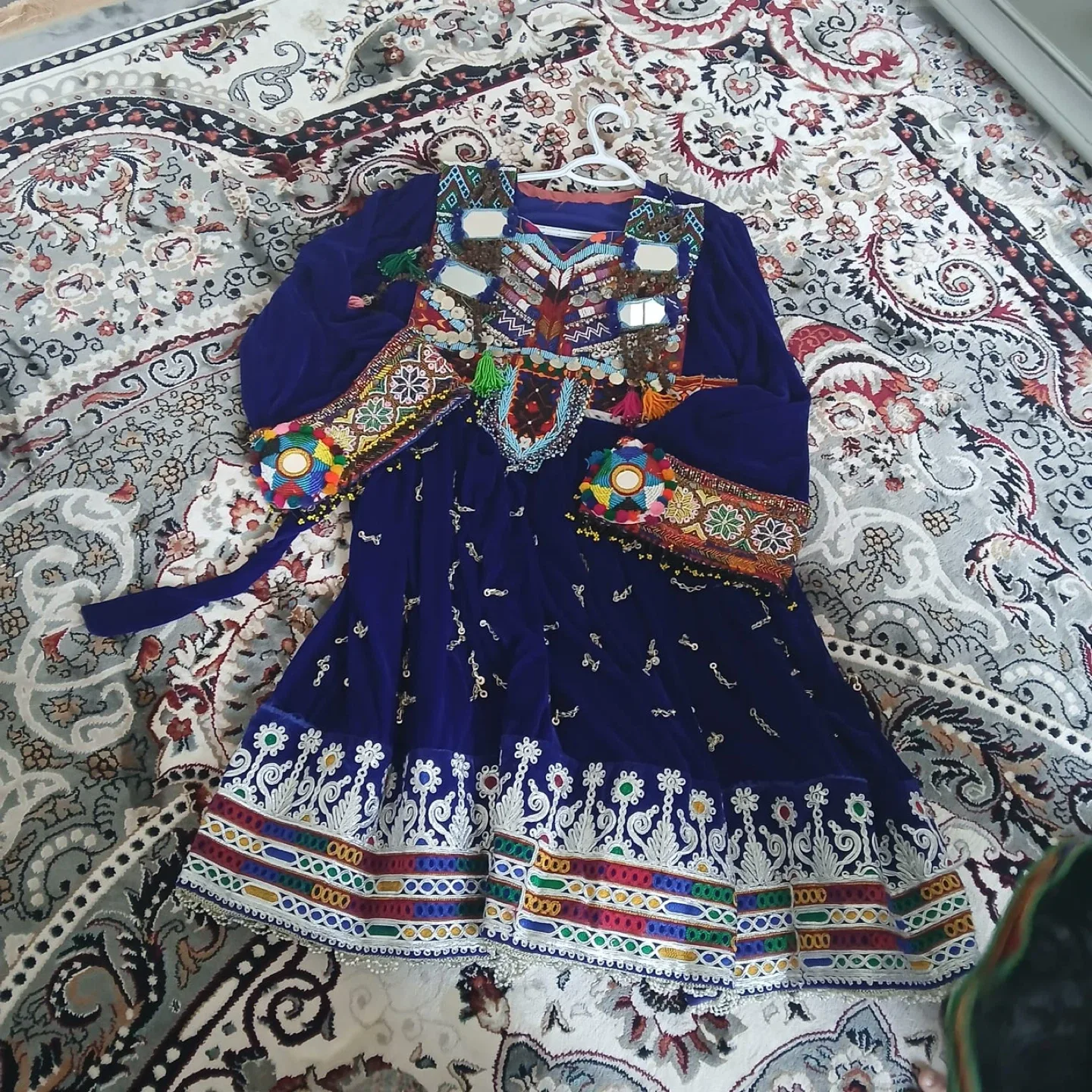 Blue Embroidered Afghan Dress image indicator(2)